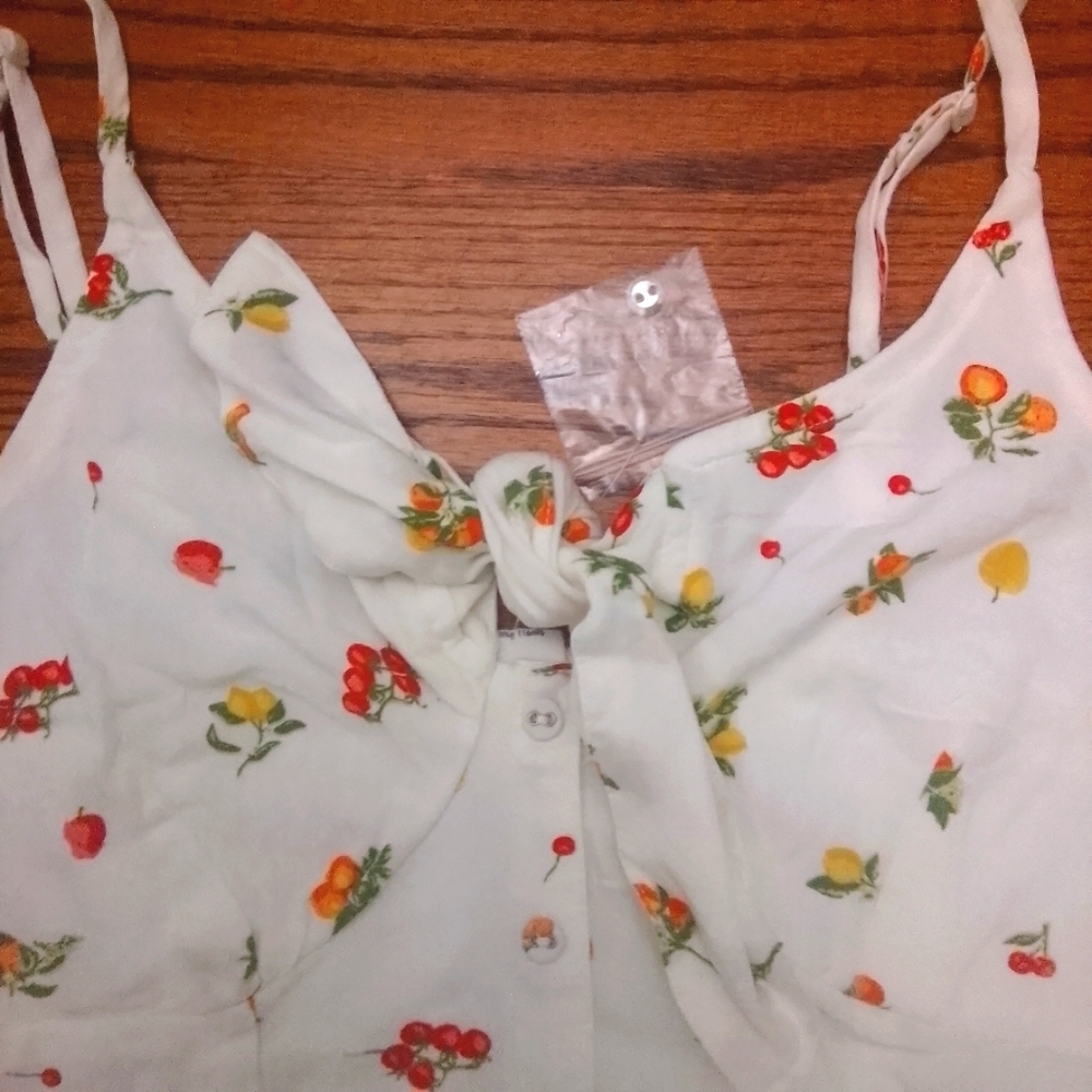 NWT Japna Size M Tie Front Ruffle Top - Picture 2 of 5